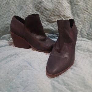 Lucky Brand Dark Brown Leather Pointed Ankle Booties